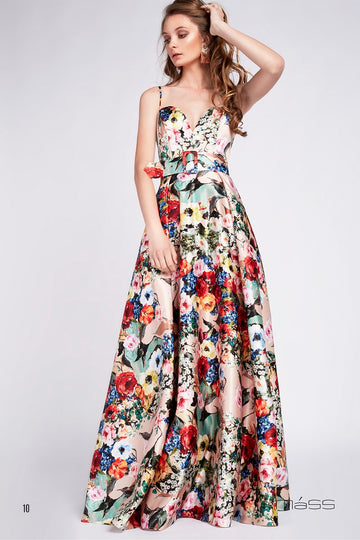 ABITO MATILDE CANO BUSTIER FLOREALE CON KAFTANO